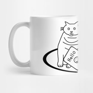 Chonky Cat says Hello Outline Mug